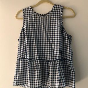 100% Silk J. Crew Gingham Peplum Blouse